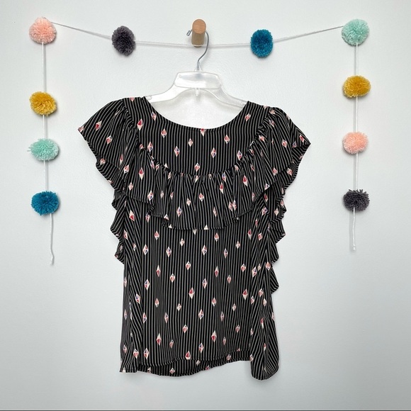 Anthropologie Eri + Ali Black and White Striped 3D Diamond Pattern - Picture 1 of 7